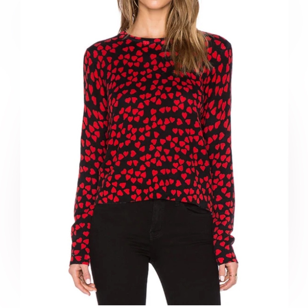 Equipment 100% Cashmere Crewneck Sweater in Cherry Red and Black